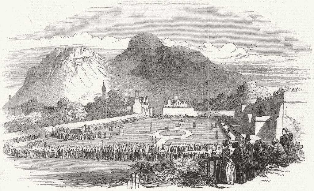 SCOTLAND. Chalmers funeral, South Cemetery, Edinburgh 1847 old antique print